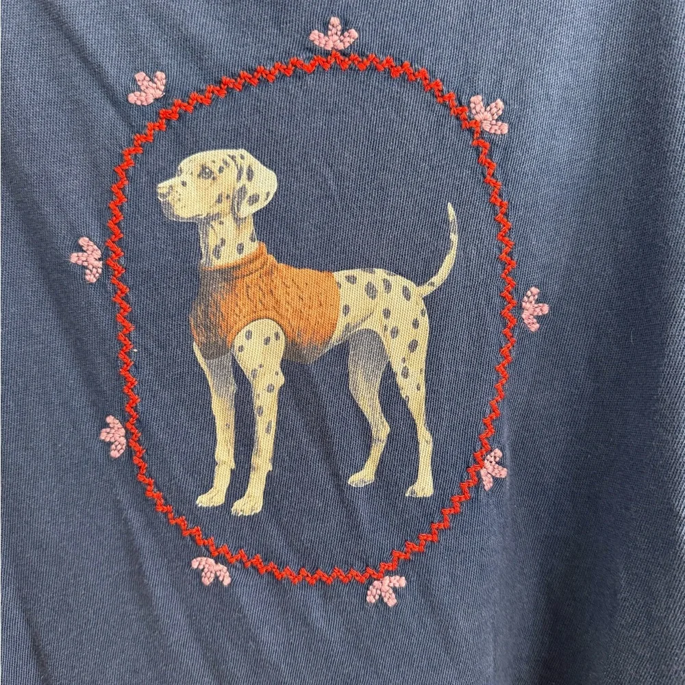 FREE PEOPLE - We the free  - Dalmatian embroidery Blue  Graphic T-Shirt - Picture 2 of 5
